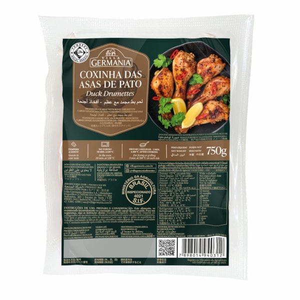 image Coxinha Da Asa (Drumette) De Pato Com Osso Com Pele Villa Germânia 750G