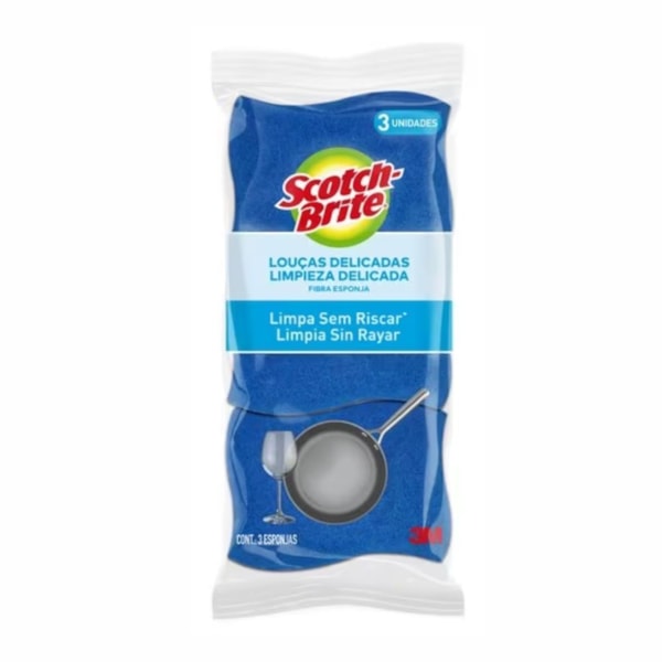 image Esponja Não Risca Azul 3M Scotch-Brite 3Un