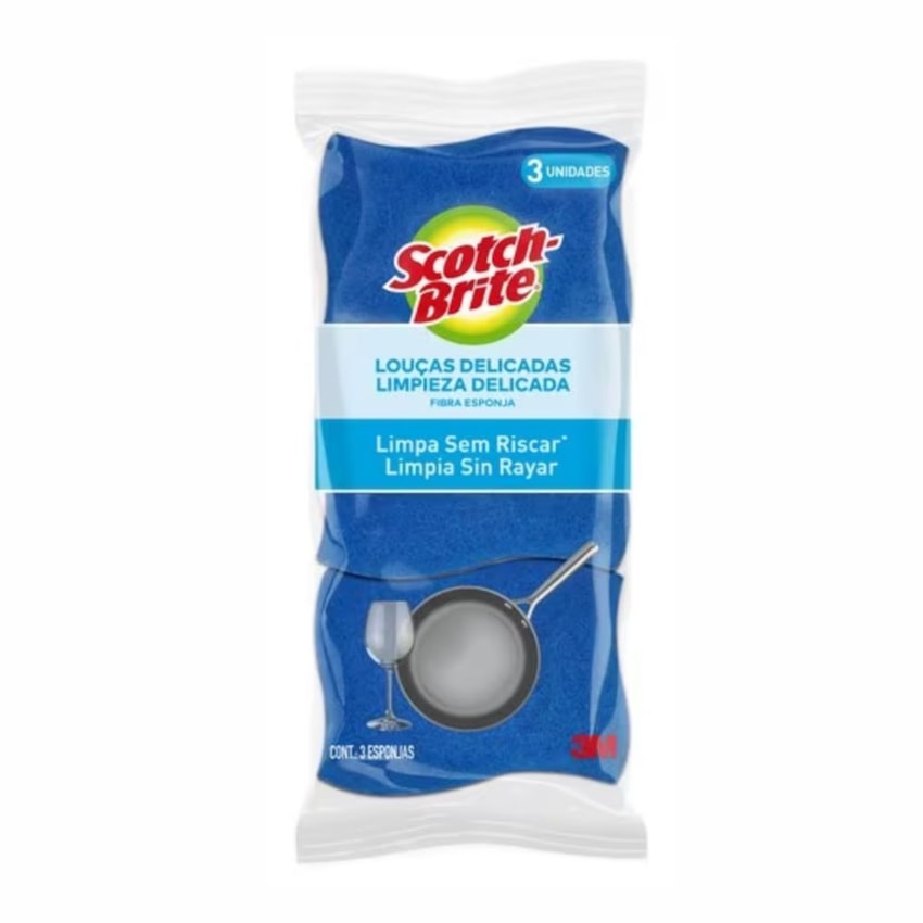 image Esponja Não Risca Azul 3M Scotch-Brite 3Un