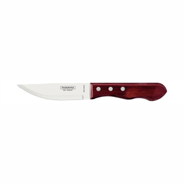 image Faca Churrasco Jumbo 25Cm Madeira Vermelho Polywood Tramontina 12 Un 110Gr