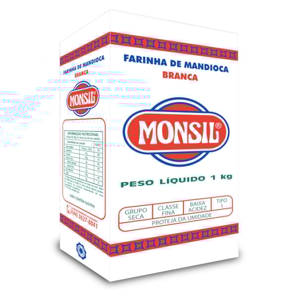 image Farinha Mandioca Branca 1Kg Papel Monsil
