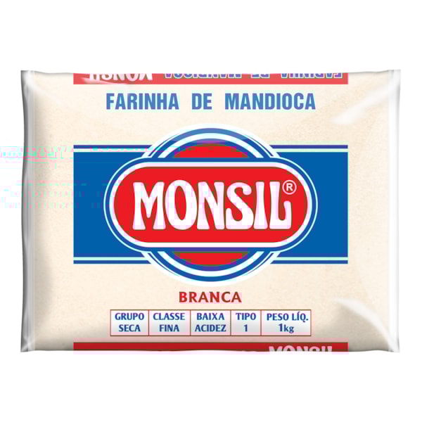 image Farinha Mandioca Branca 1Kg Plástico Monsil
