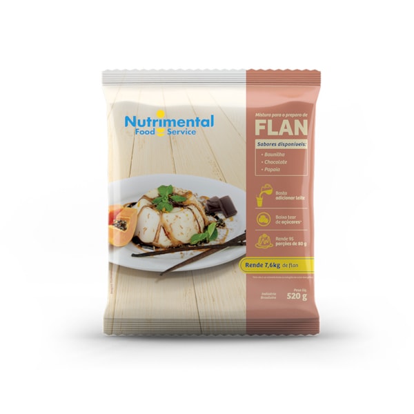 image Flan Sem Leite Baunilha Nutrimental 520G Rende 95 Porções De 80Ml
