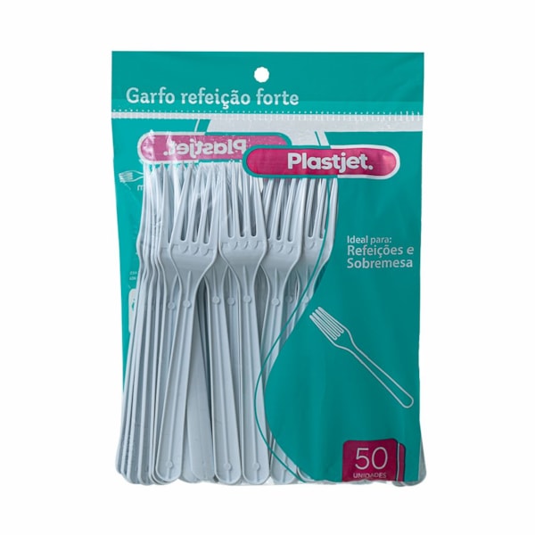 image Garfo Forte Refeição Branco Plastjet 50Un
