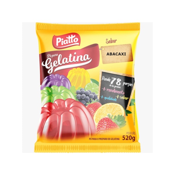 image Gelatina Abacaxi Piatto 520 Gr Rende 78 Porções de 80Ml