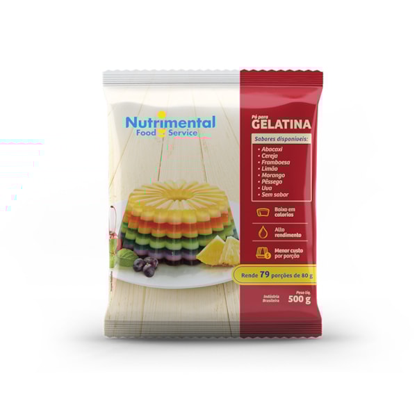 image GELATINA FRAMBOESA NUTRIMENTAL 500G RENDE 83 PORCOES DE 80ML