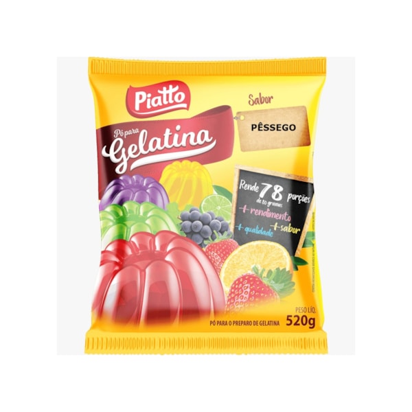 image Gelatina Pêssego Piatto 520 Gr Rende 78 Porções de 80Ml