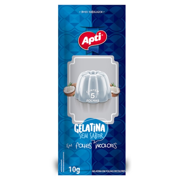 image Gelatina Sem Sabor Em Folhas Incolores 5 Folhas Apti 10G