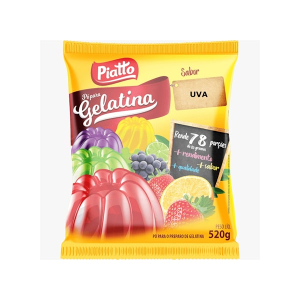 image Gelatina Uva Piatto 520 Gr Rende 78 Porções de 80Ml