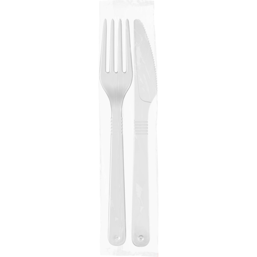image Kit Garfo/Faca Forte Branco Strawplast 50Un