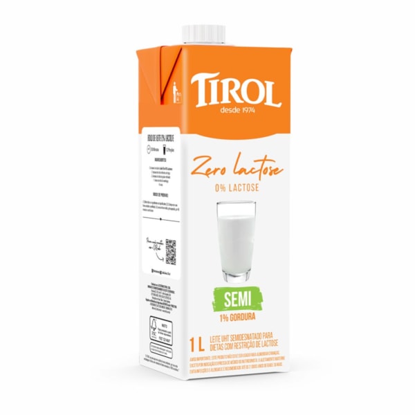 image Leite Semidesnatado Zero Lactose Tirol 1Lt