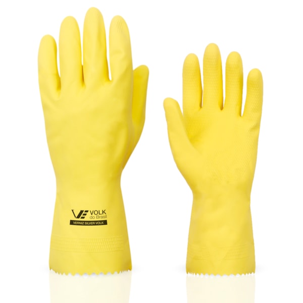 image Luva Látex Amarela Verniz Silver Grande Volk Par 30Cm