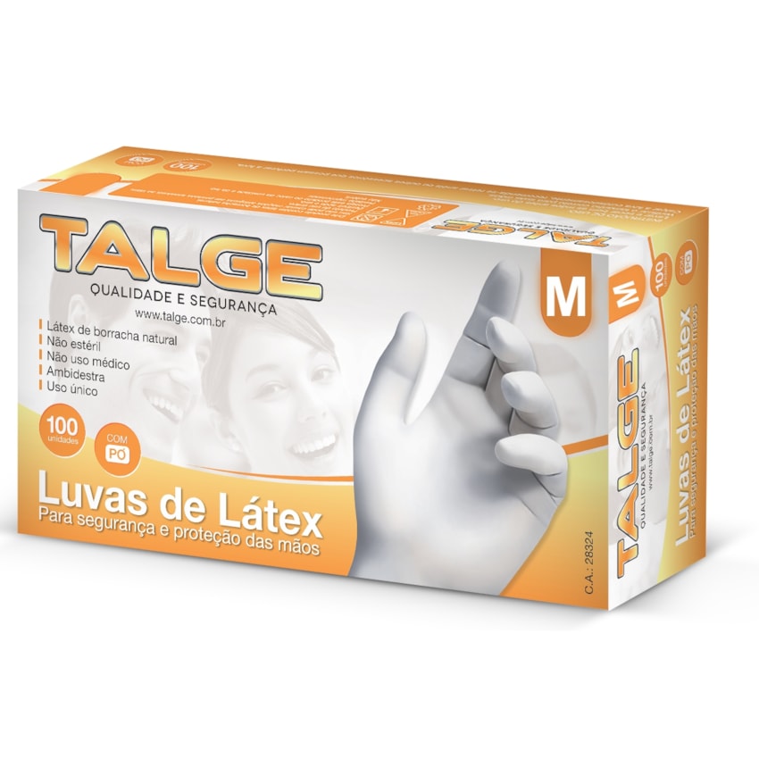 image Luva Látex Com Pó Media Talge 100Un