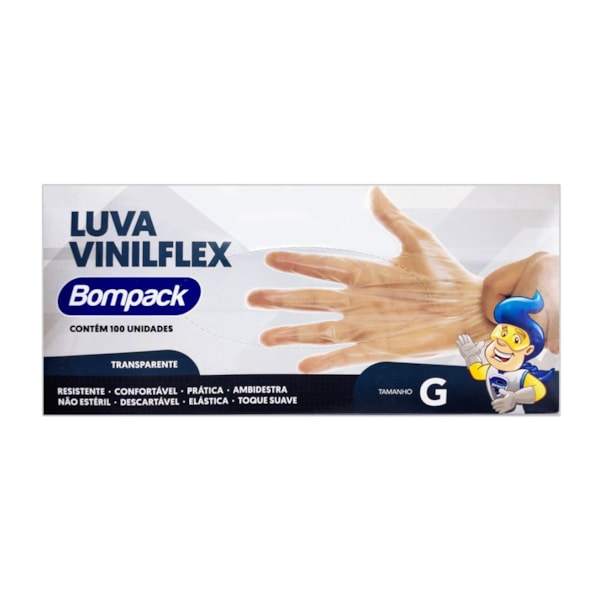 image Luva Viniflex Sem Pó Grande Bompack 100Un