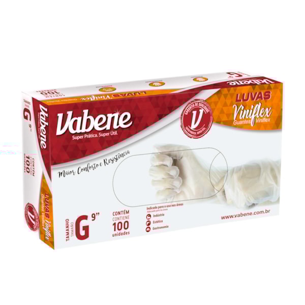 image Luva Viniflex Sem Pó Grande Vabene 100Un