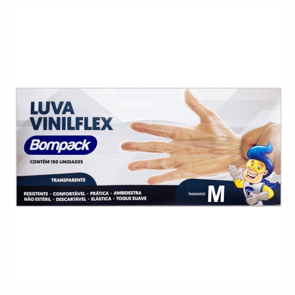 image Luva Viniflex Sem Pó Media Bompack 100Un
