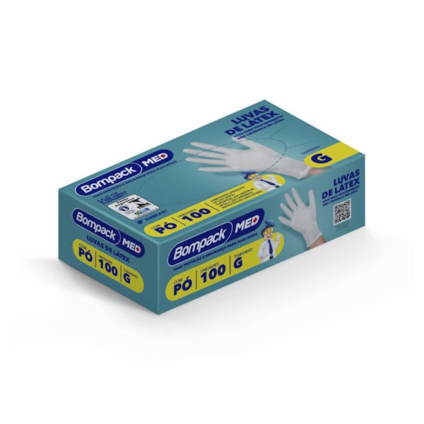 image Luva Vinil Com Pó Grande Bompack 100Un
