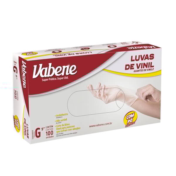 image Luva Vinil Com Pó Grande Vabene 100Un