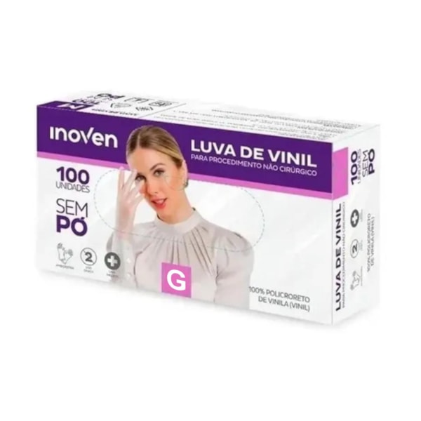 image Luva Vinil Sem Pó Grande Bompack 100Un