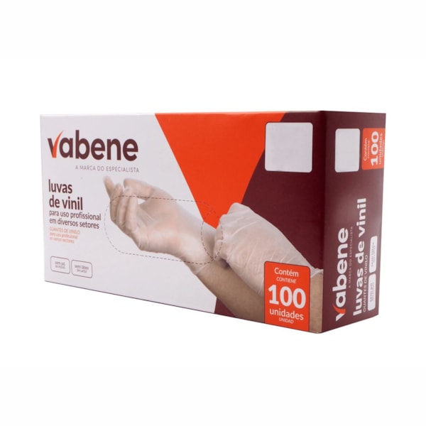 image Luva Vinil Sem Pó Media Industrial Vabene 100Un