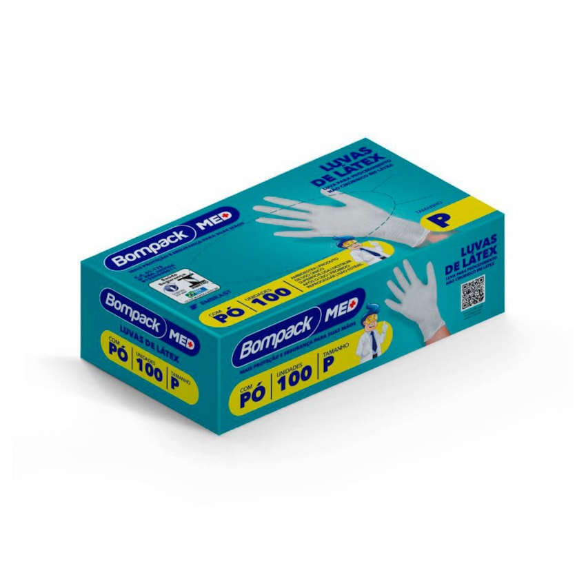 image Luva Vinil Sem Pó Pequena Bompack 100Un