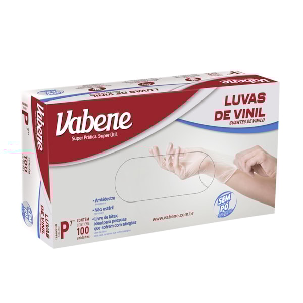 image Luva Vinil Sem Pó Pequena Vabene 100Un