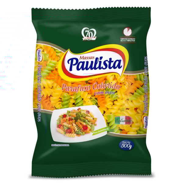 image Macarrão Parafuso Colorido Ovos Paulista 500G