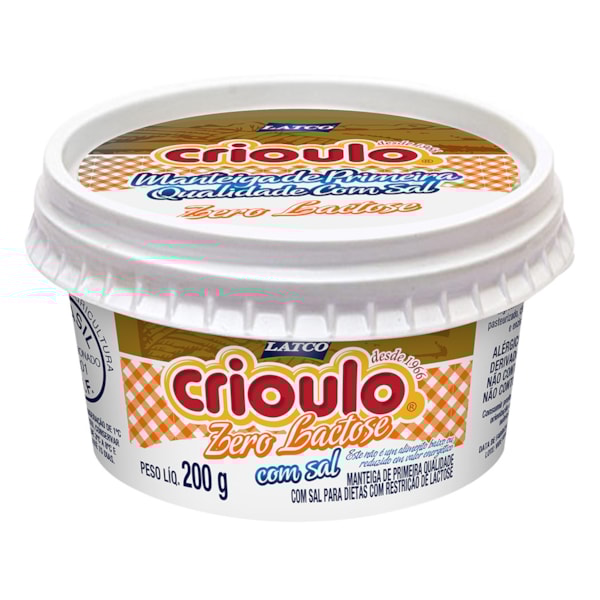 image Manteiga Com Sal Zero Lactose Crioulo Pote 200G
