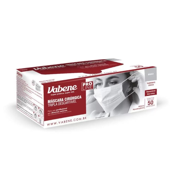 image Mascara Descartável Branca Com Elástico Vabene 50Un