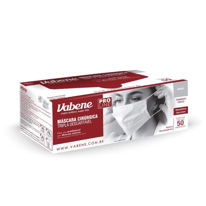 image Mascara Descartável Branca Com Elástico Vabene 50Un