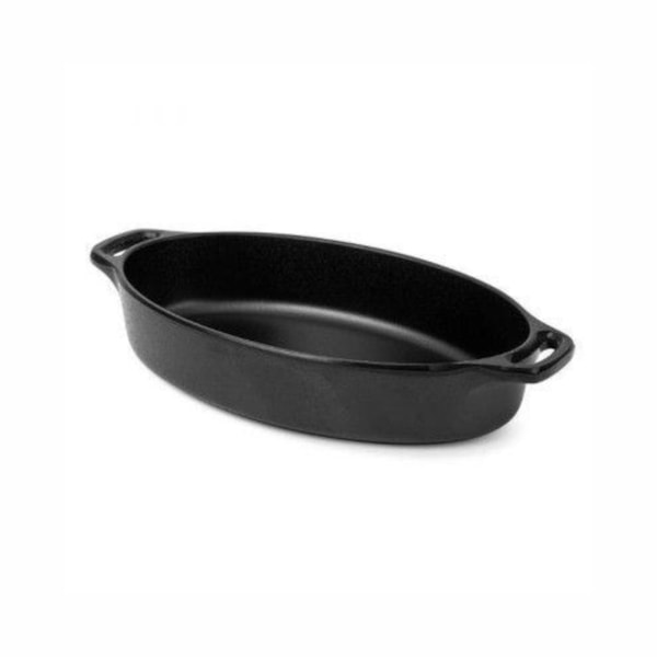 image Mini Assadeira Oval Melamina Preta Gourmet Mix 20 X 10,8Cm