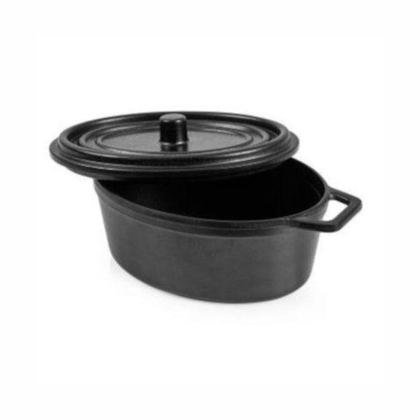 image Mini Caçarola Oval C/ Tampa Melamina Preta Gourmet Mix 15,5Cm