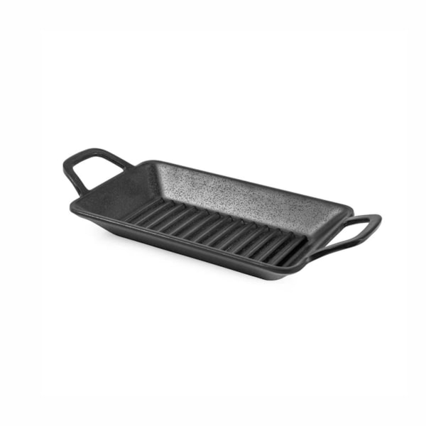 image Mini Travessa Grill Retangular C/Alca Melamina Preta Gourmet Mix 22,5 X 10Cm