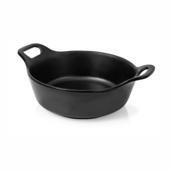 image Mini Travessa Redonda C/Alca Melamina Preta Gourmet Mix 22,2Cm