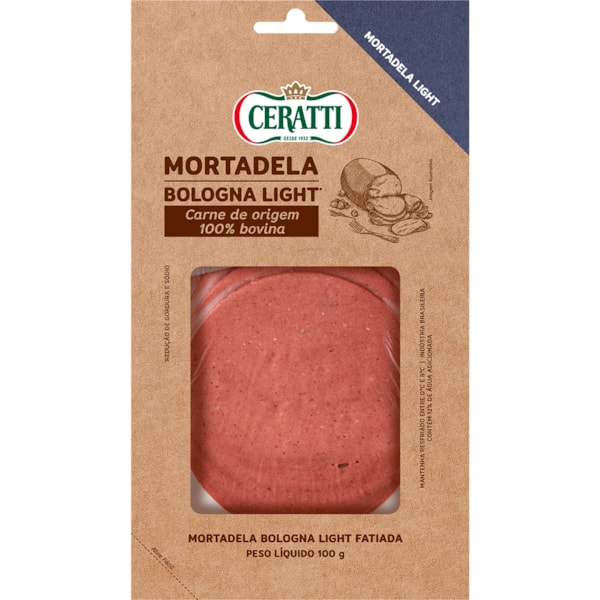 image Mortadela Bologna Light 100% Bovina Fatiada Ceratti 100G