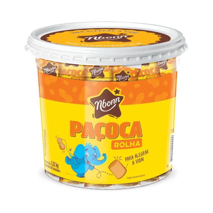 image Paçoca Rolha Nbonn 1,02Kg Pote 60Un