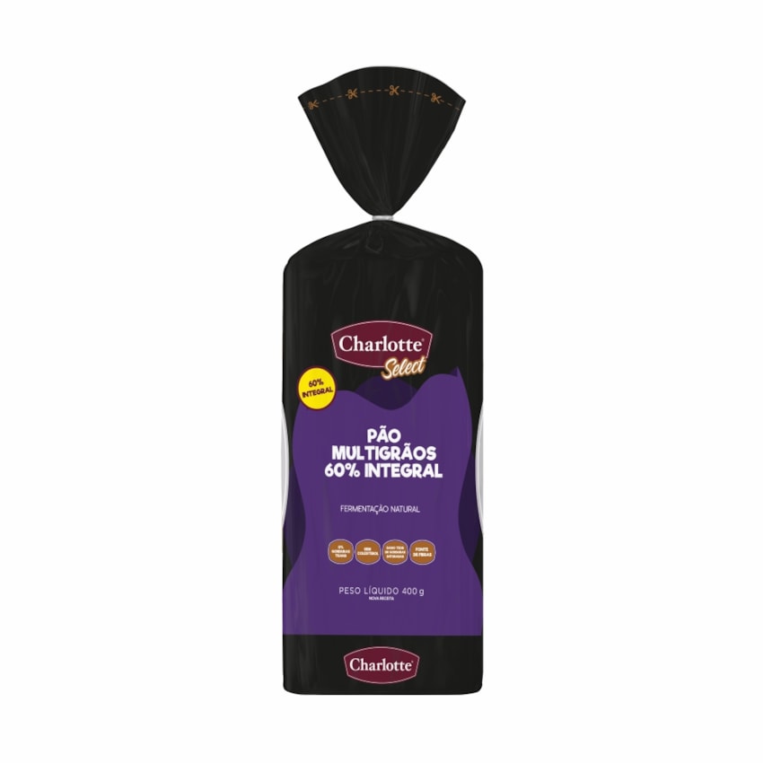 image Pão Fatiado 60% Integral Multigrãos Fermentação Natural Charlotte 400G