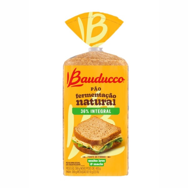 image Pão Fatiado Integral Fermentação Natural Bauducco 390G