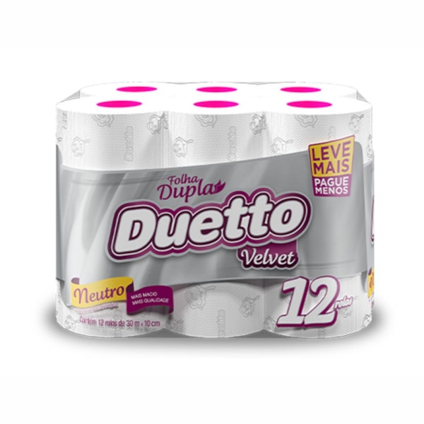 image Papel Higiênico Folha Dupla Duetto Velvet 12 X 30Mt