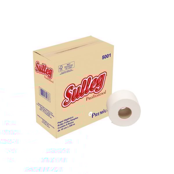 image Papel Higiênico Rolão Folha Simples Sulleg 8 Rolos X 300Mt X 10Cm 100% 18Gr Cod 5001