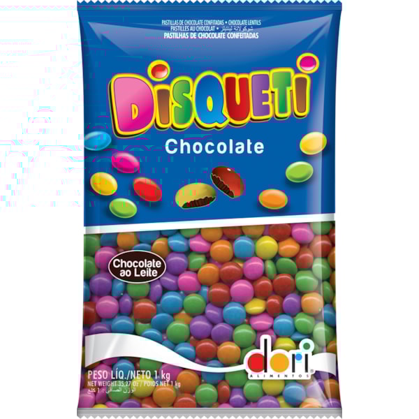 image Pastilhas De Choc Confeitadas E Coloridas Disqueti Dori 1,01Kg