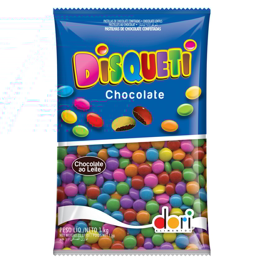 image Pastilhas De Choc Confeitadas E Coloridas Disqueti Dori 1,01Kg