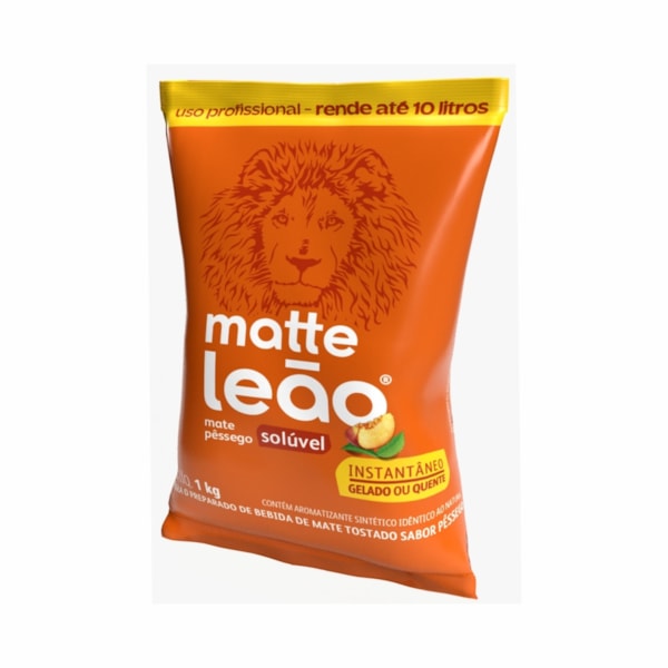 image Pó Para Preparo de Bebida Chá Mate Com Pêssego Leão 1Kg