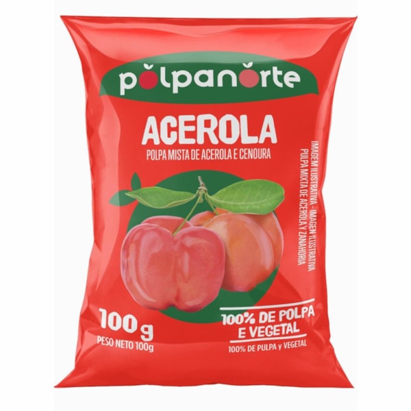 image Polpa De Acerola C/ Cenoura Polpanorte 10 X 100G