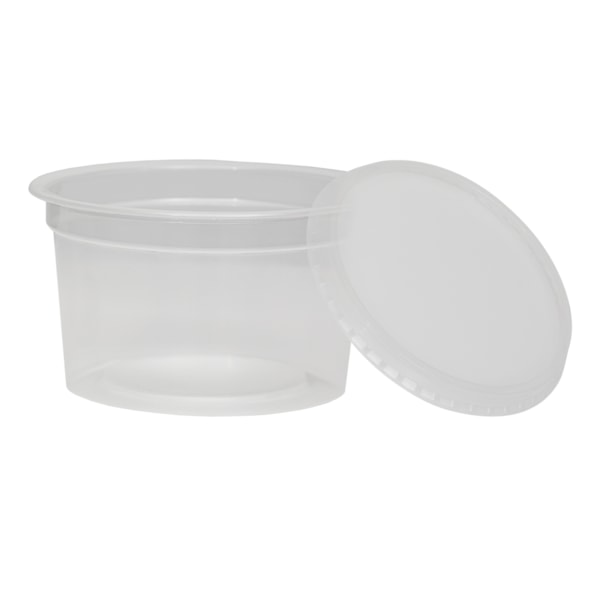 image Pote 250Ml Transp. Redondo Com Tampa Freezer/Micro Plaszom 25Un