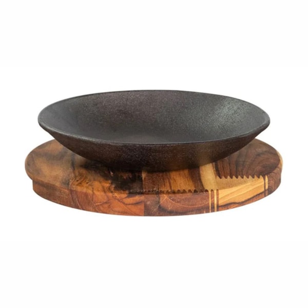 image Prato Fundo 22 Cm Ferro com Suporte de Madeira Santana Un