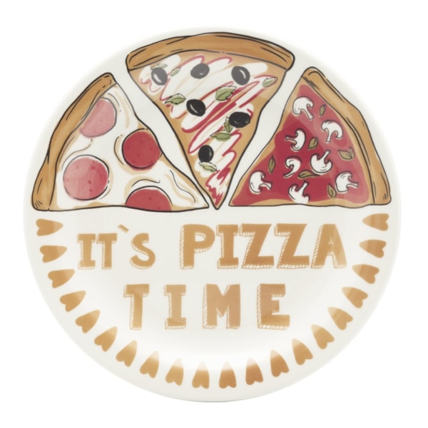 image Prato Raso 2 6Cm sem Borda Pizza Time Branco Cerâmica Oxford 6 Un