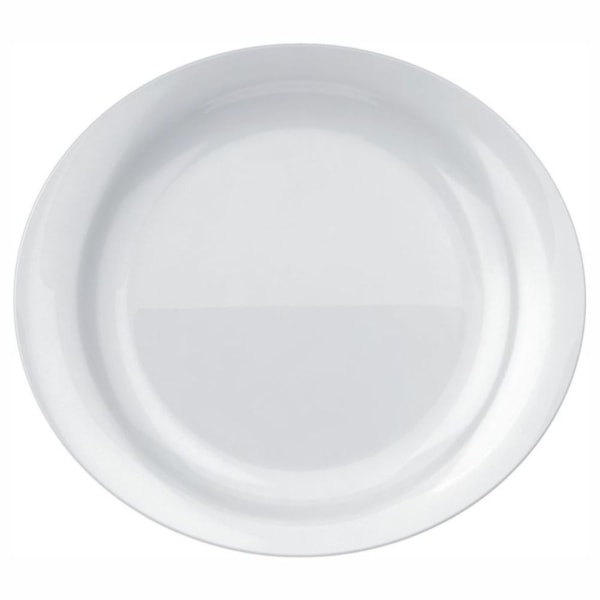 image Prato Raso 30X27 cm Oval Com Borda Peso Padrão 600 gr Branco Vidro Opaline Steak 10 Un