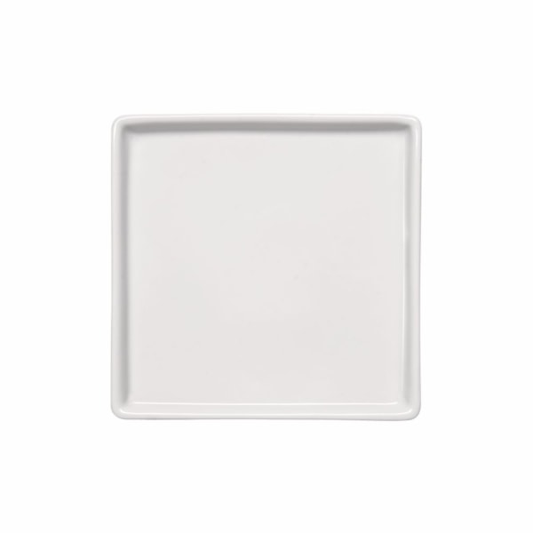 image Prato Sobremesa 19 Cm Quadrado com Borda Branco Porcelana Americana Germer 12 Un