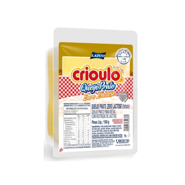 image Queijo Prato Fatiado Zero Lactose Crioulo 150 Gr